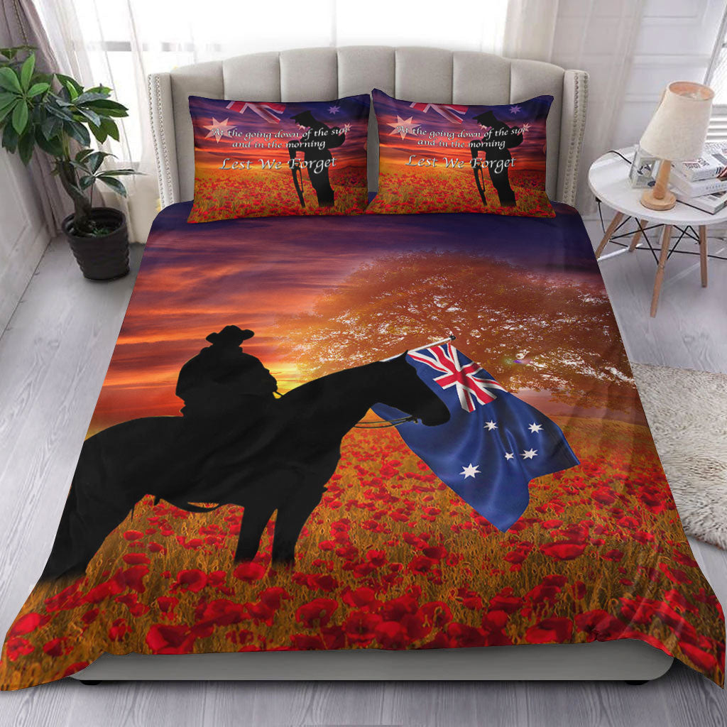 VibeHoodie Bedding Set - Australia Lest We Forget Light Horse Silhouette Bedding Set LT10 - Vibe Hoodie Shop