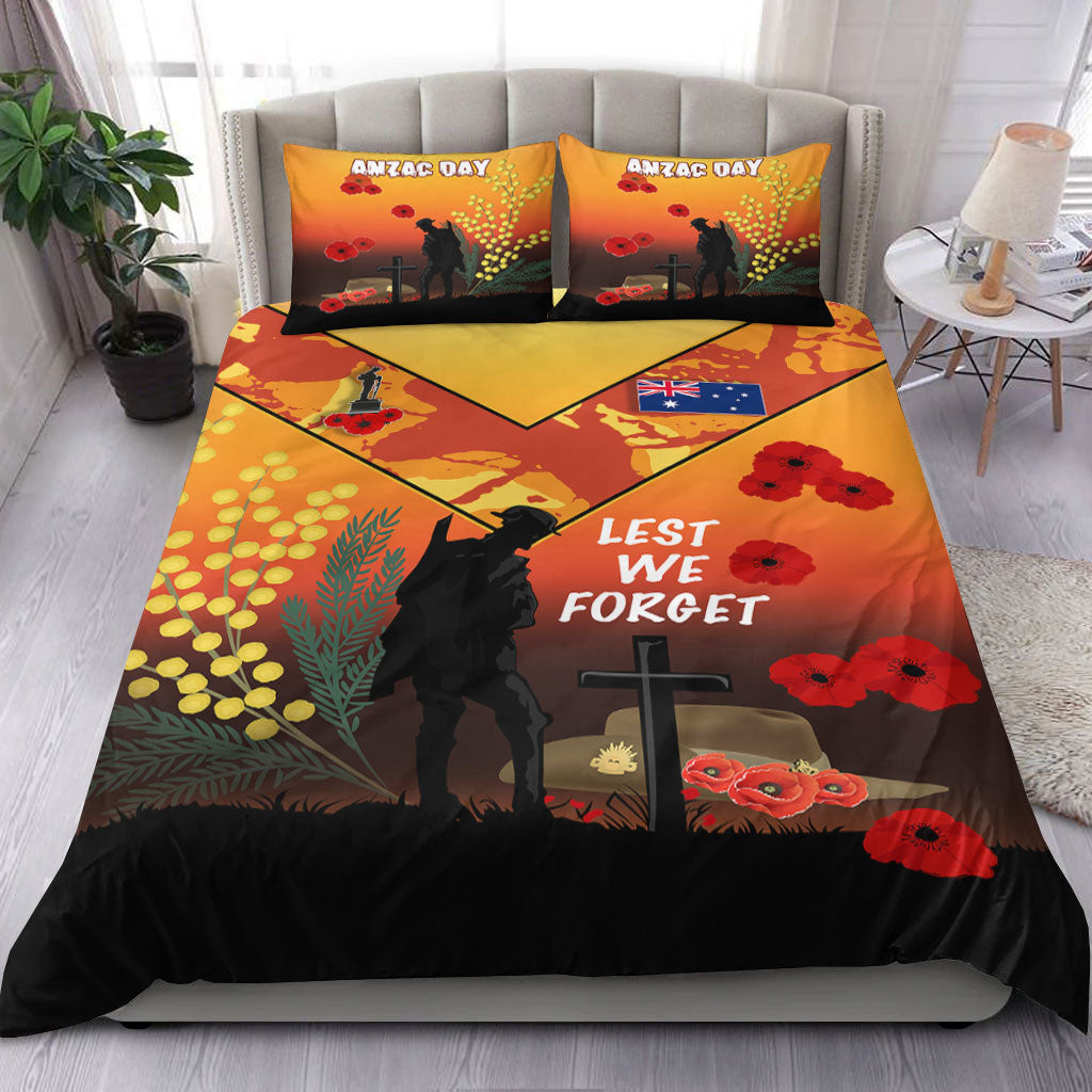 VibeHoodie Bedding Set - Australia ANZAC Lest We Forget 2022 - Orange Bedding Set LT10 - Vibe Hoodie Shop