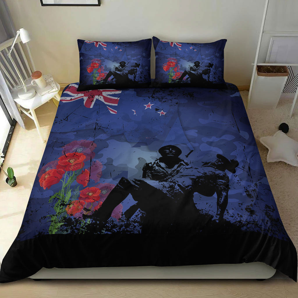 VibeHoodie Bedding Set - New Zealand ANZAC Day Soldier and Poppy Camouflage Bedding Set LT10 - Vibe Hoodie Shop