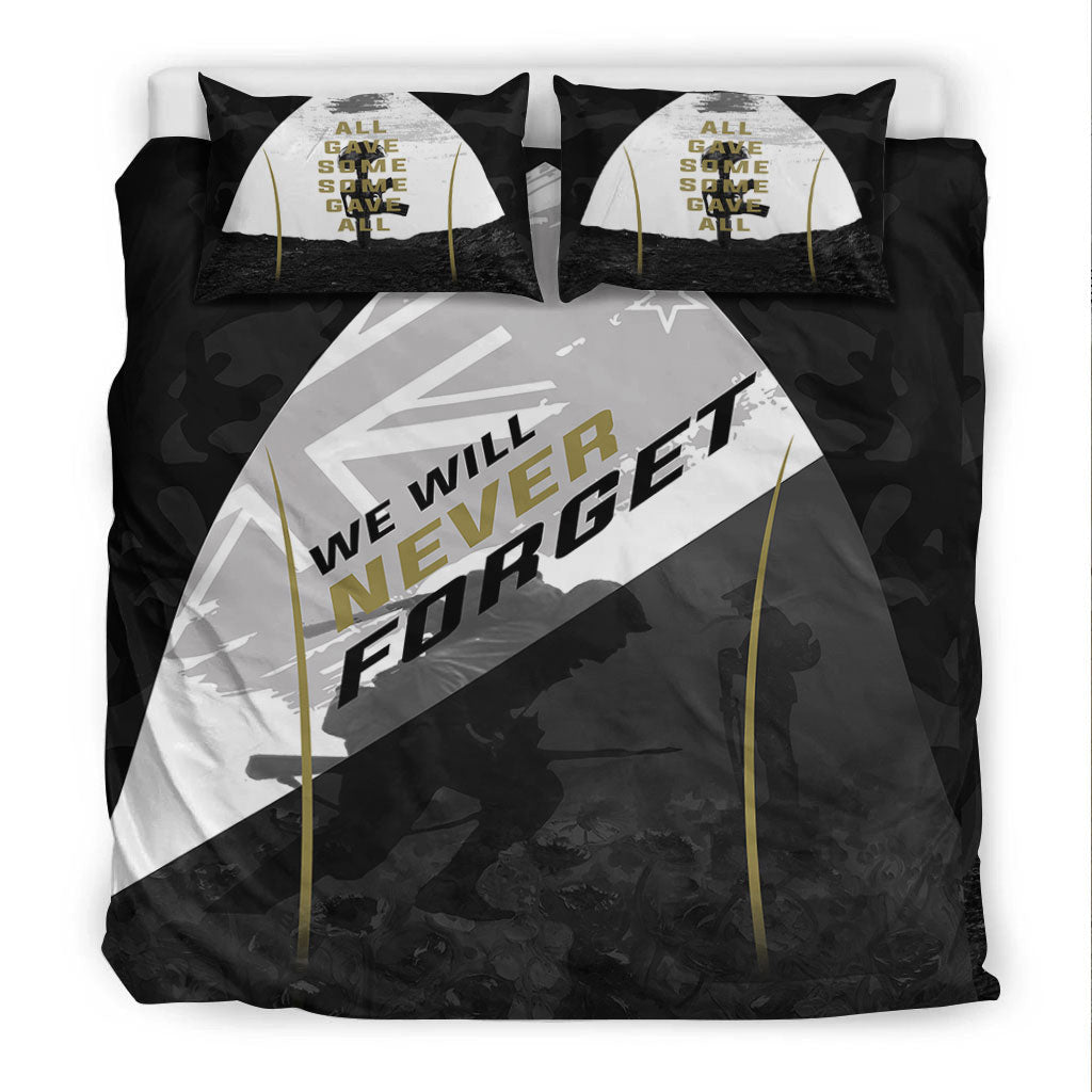 VibeHoodie Bedding Set - ANZAC Day We Will Never Forget Bedding Set LT10 - Vibe Hoodie Shop