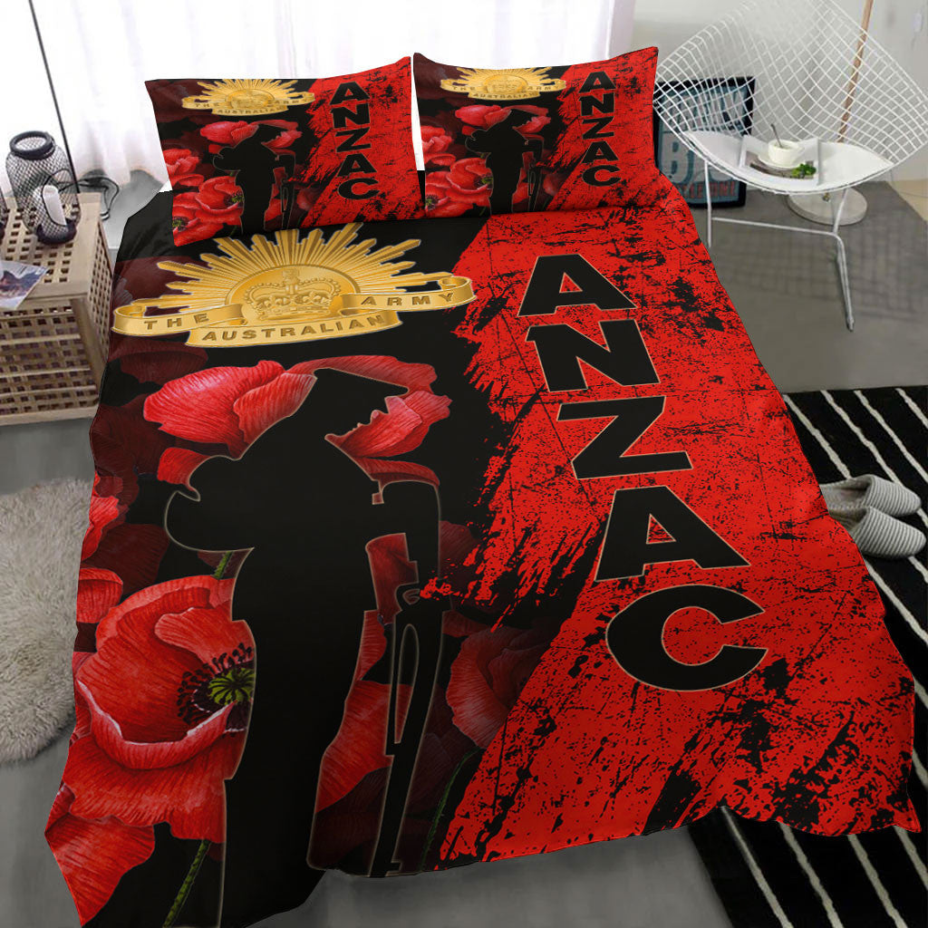 VibeHoodie Bedding Set - ANZAC Day Soldier Silhouette Remembrance Bedding Set LT10 - Vibe Hoodie Shop
