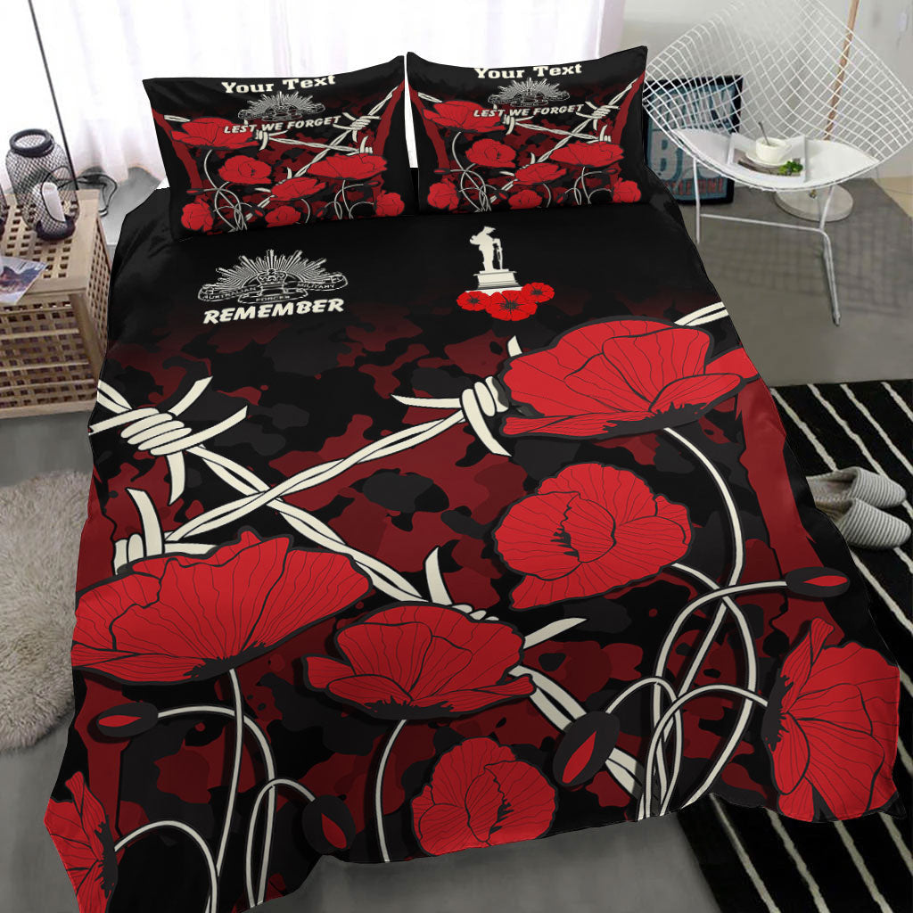 VibeHoodie Bedding Set - (Custom) ANZAC Day Camouflage Poppy and Barbed Wire Bedding Set LT10 - Vibe Hoodie Shop