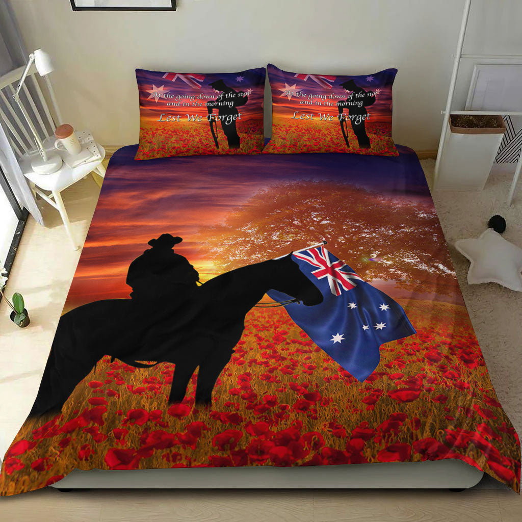 VibeHoodie Bedding Set - Australia Lest We Forget Light Horse Silhouette Bedding Set LT10 - Vibe Hoodie Shop