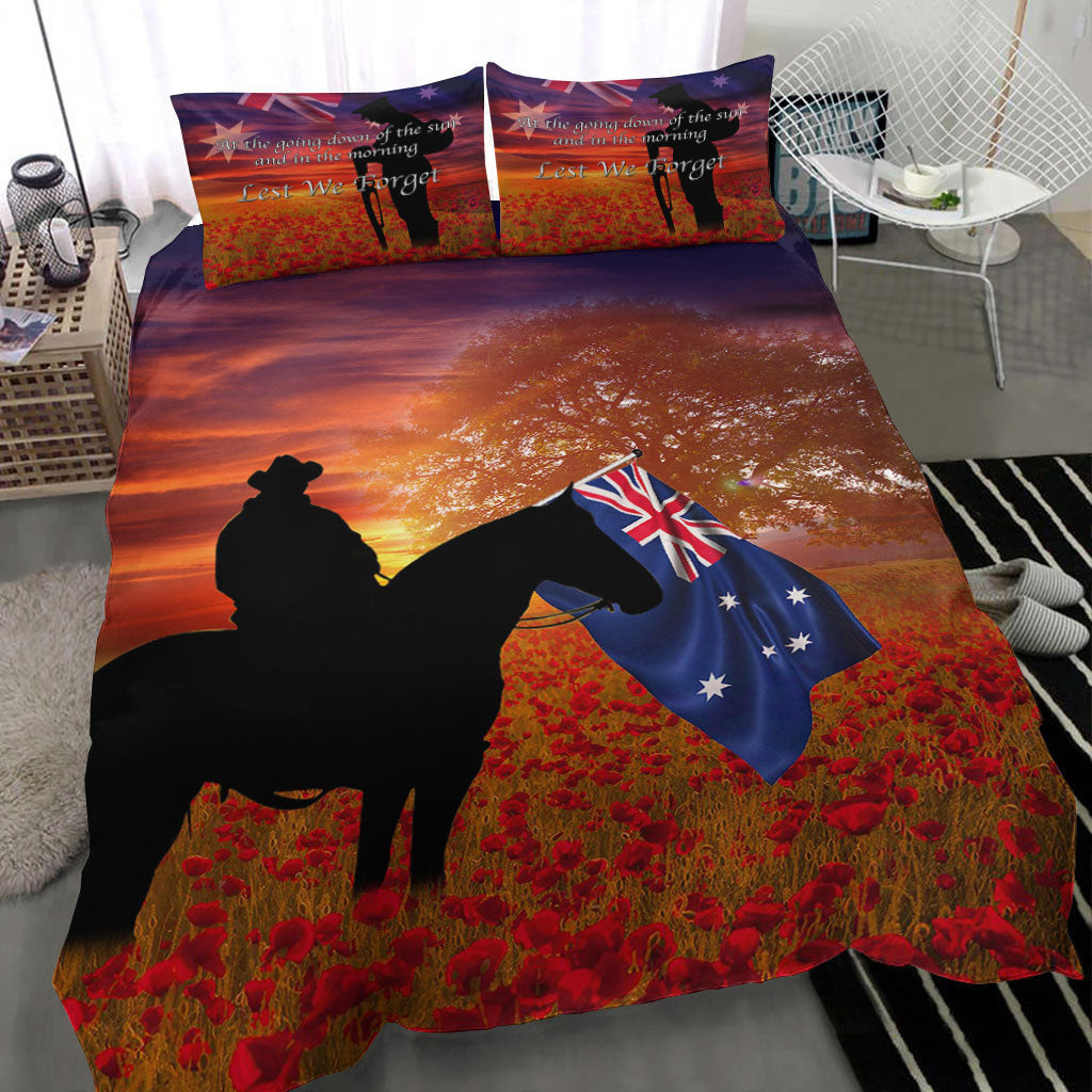 VibeHoodie Bedding Set - Australia Lest We Forget Light Horse Silhouette Bedding Set LT10 - Vibe Hoodie Shop