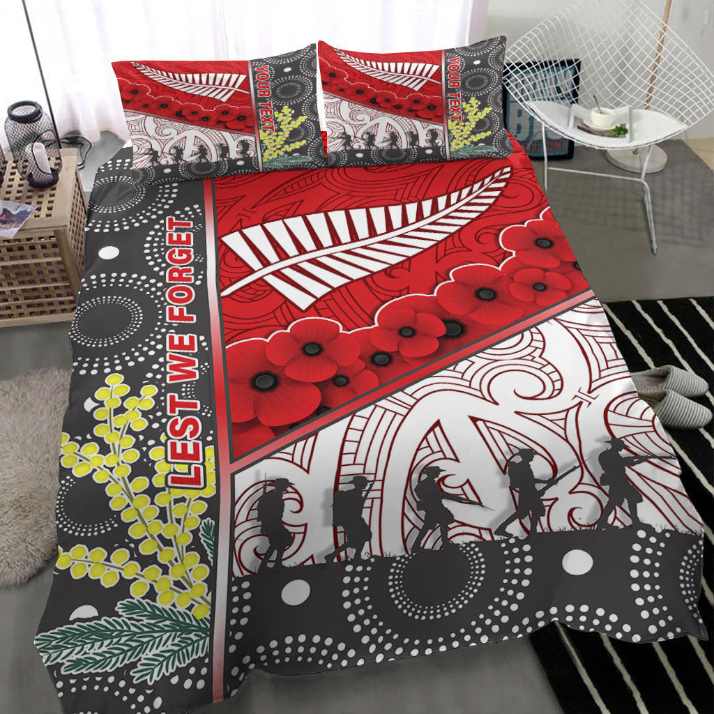 VibeHoodie Bedding Set - (Custom) Australia Indigenous and New Zealand Maori ANZAC (Red) Bedding Set LT10 - Vibe Hoodie Shop