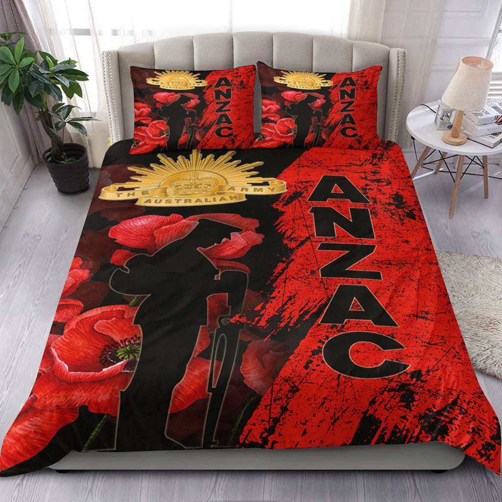 VibeHoodie Bedding Set - ANZAC Day Soldier Silhouette Remembrance Bedding Set LT10 - Vibe Hoodie Shop