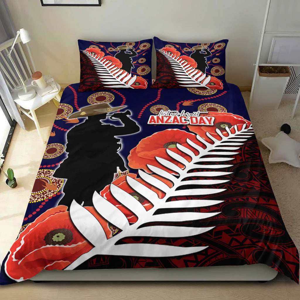 VibeHoodie Bedding Set - ANZAC Day Fern and Poppy Bedding Set LT10 - Vibe Hoodie Shop