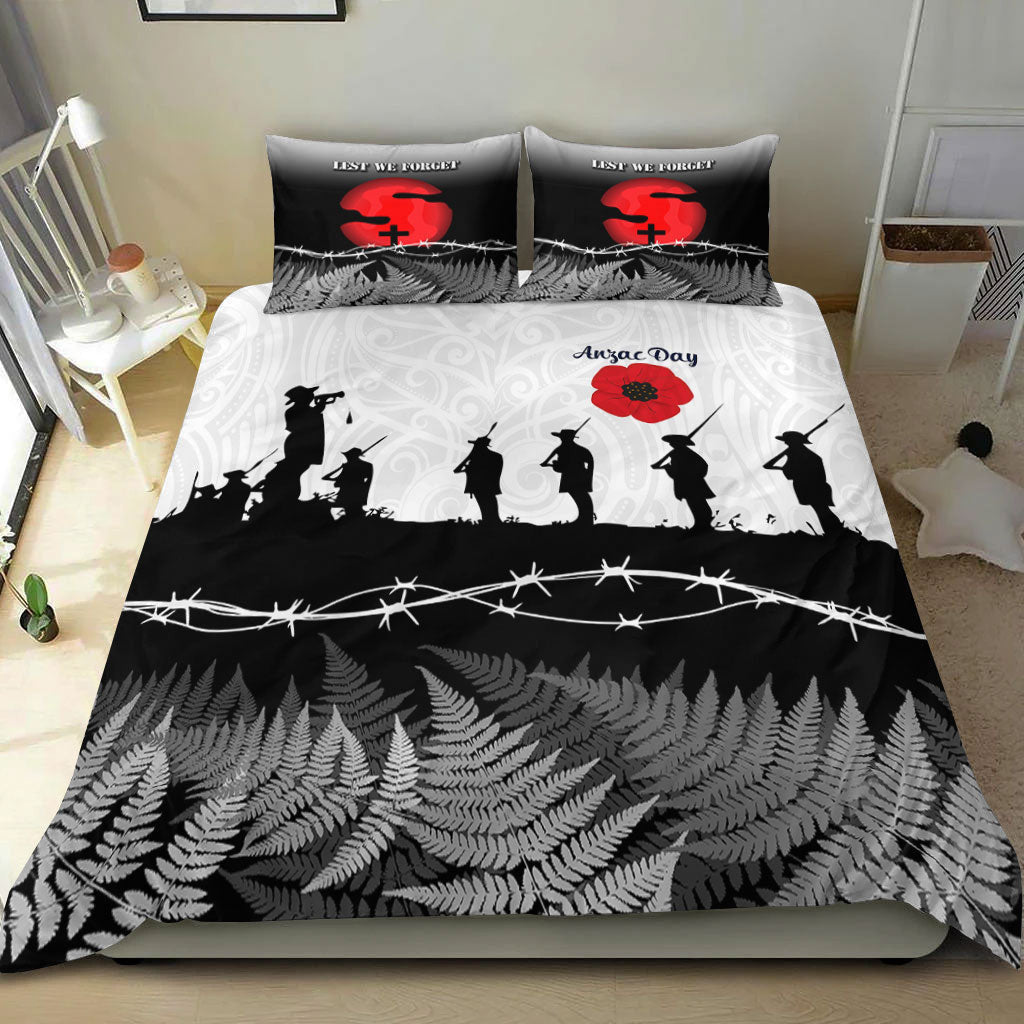 VibeHoodie Bedding Set - New Zealand ANZAC Day Silhouette Soldier Bedding Set LT10 - Vibe Hoodie Shop