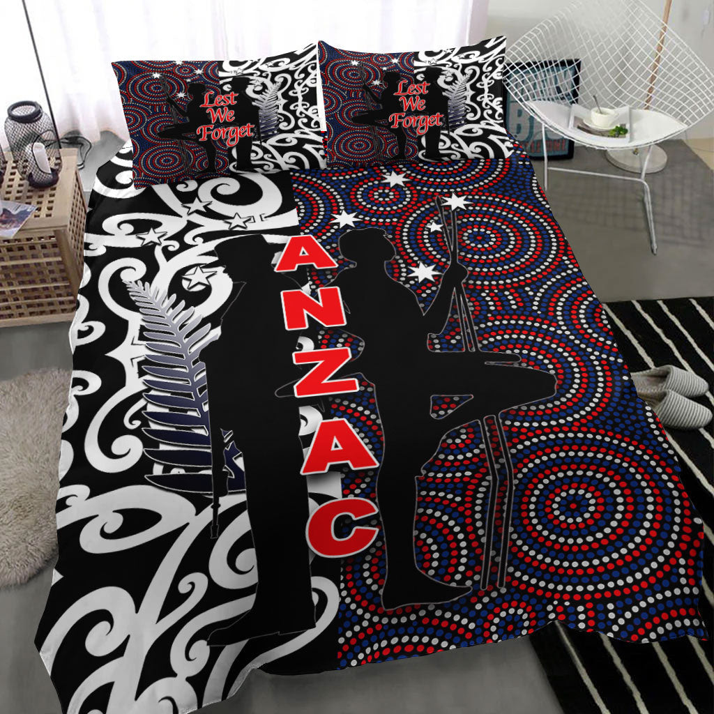 VibeHoodie Bedding Set - ANZAC Day Kangaroo Aboriginal and Kiwi Maori Bedding Set LT10 - Vibe Hoodie Shop