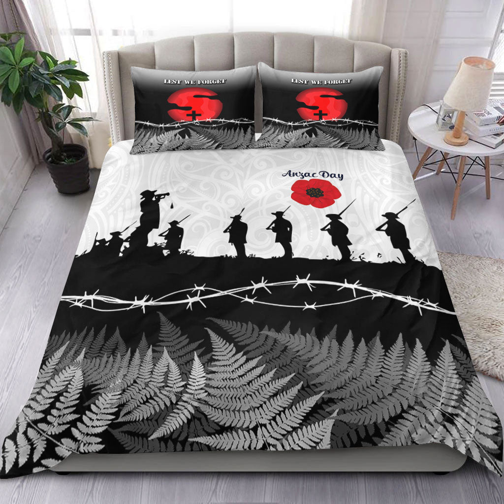 VibeHoodie Bedding Set - New Zealand ANZAC Day Silhouette Soldier Bedding Set LT10 - Vibe Hoodie Shop