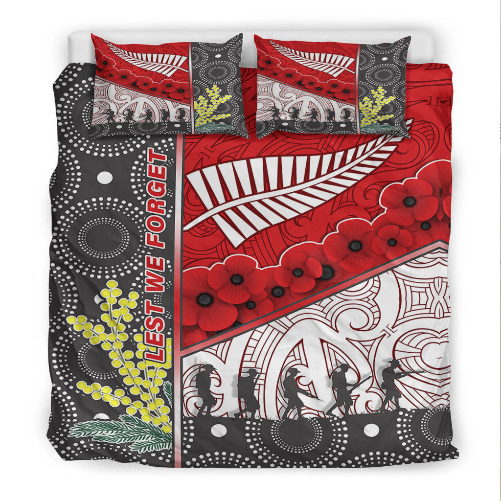 VibeHoodie Bedding Set - Australia Indigenous and New Zealand Maori ANZAC (Red) Bedding Set LT10 - Vibe Hoodie Shop