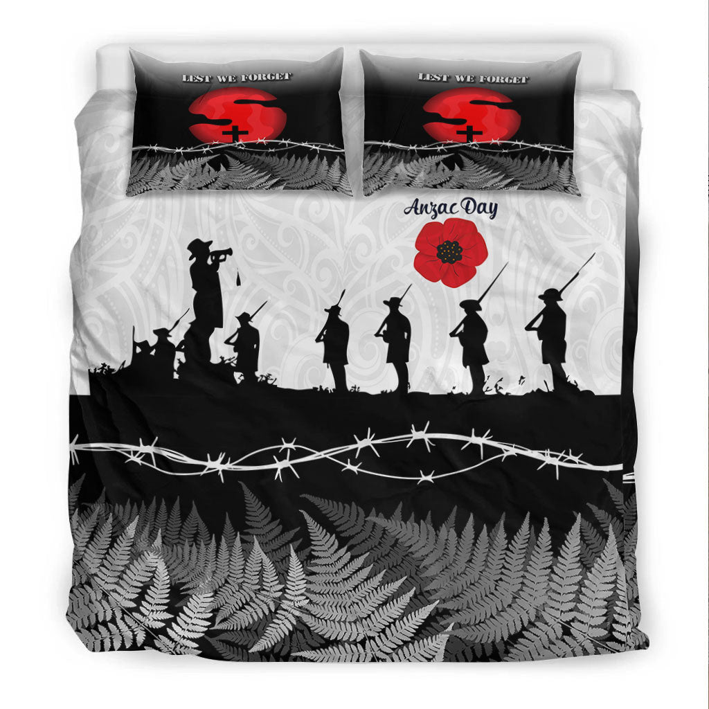 VibeHoodie Bedding Set - New Zealand ANZAC Day Silhouette Soldier Bedding Set LT10 - Vibe Hoodie Shop