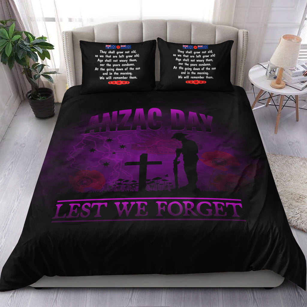 VibeHoodie Bedding Set - ANZAC Day Remember Australia and New Zealand Purple Bedding Set LT10 - Vibe Hoodie Shop