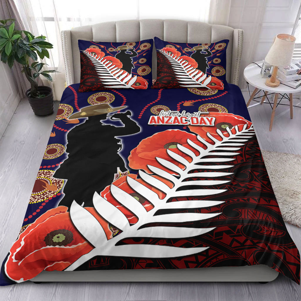 VibeHoodie Bedding Set - ANZAC Day Fern and Poppy Bedding Set LT10 - Vibe Hoodie Shop
