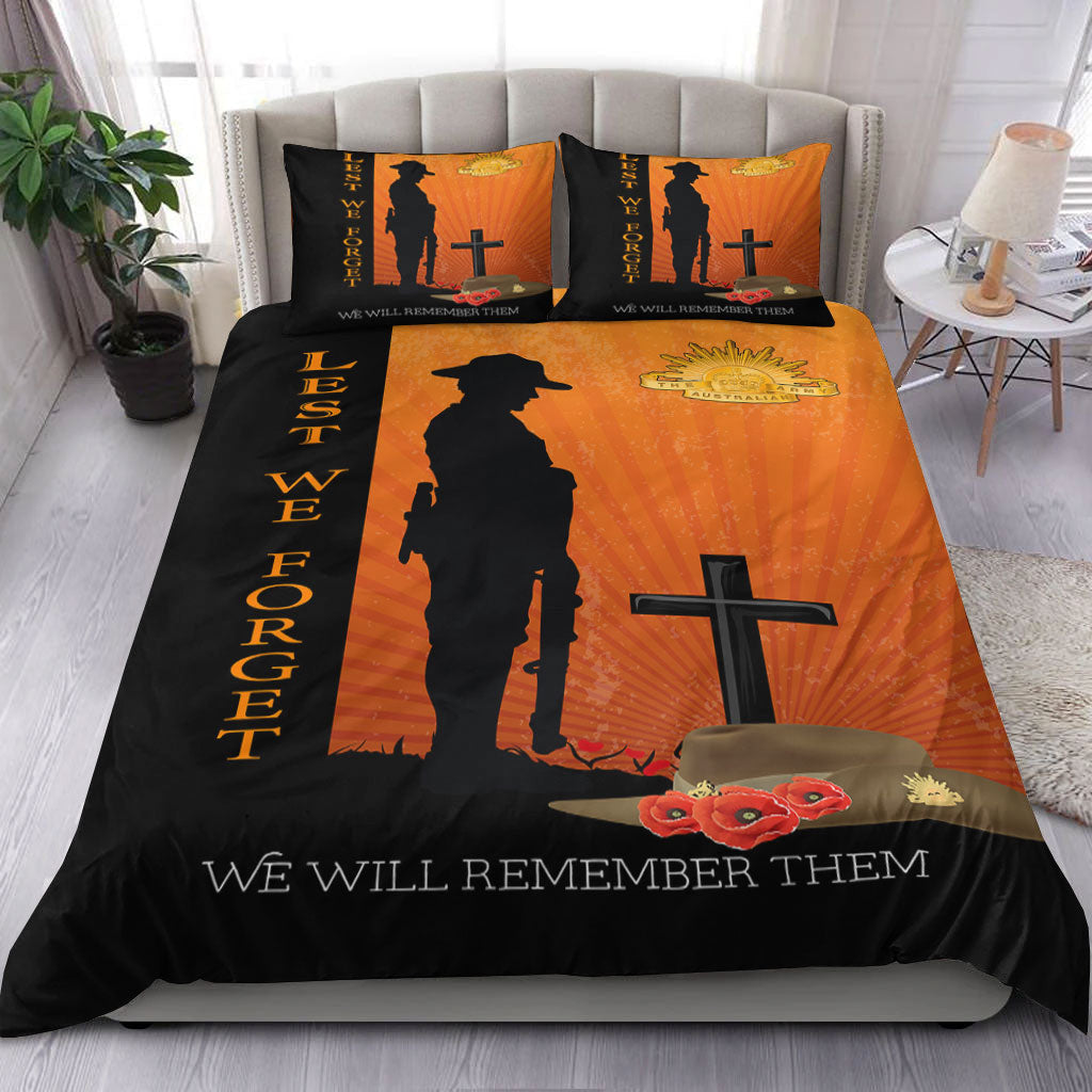 VibeHoodie Bedding Set - ANZAC Day Lest We Forget Soldier Standing Guard Bedding Set LT10 - Vibe Hoodie Shop