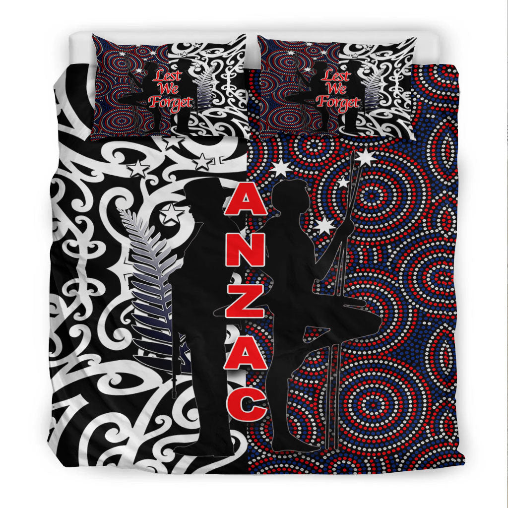 VibeHoodie Bedding Set - ANZAC Day Kangaroo Aboriginal and Kiwi Maori Bedding Set LT10 - Vibe Hoodie Shop