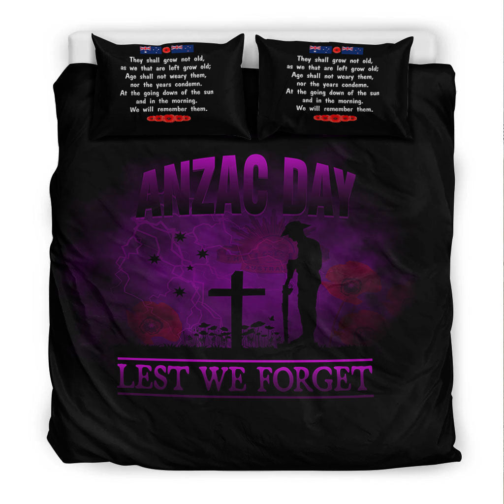 VibeHoodie Bedding Set - ANZAC Day Remember Australia and New Zealand Purple Bedding Set LT10 - Vibe Hoodie Shop