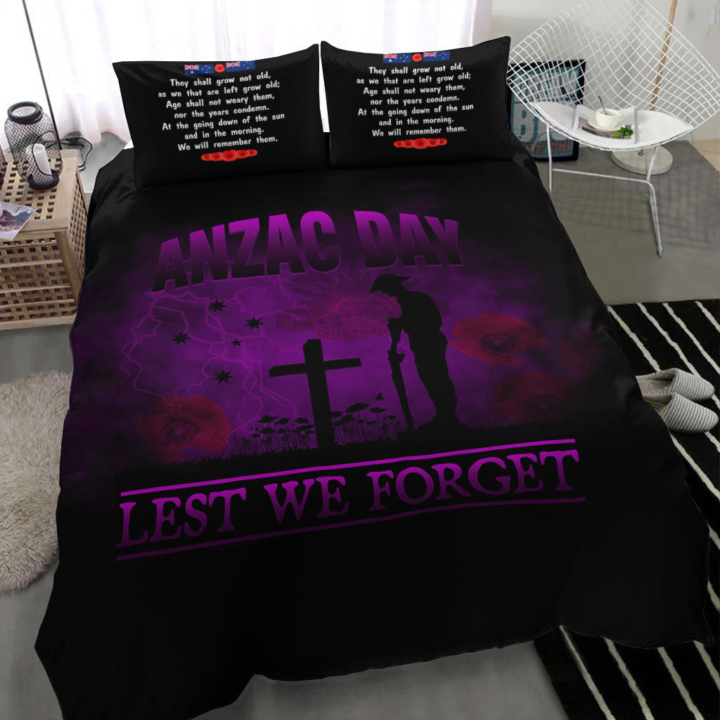 VibeHoodie Bedding Set - ANZAC Day Remember Australia and New Zealand Purple Bedding Set LT10 - Vibe Hoodie Shop