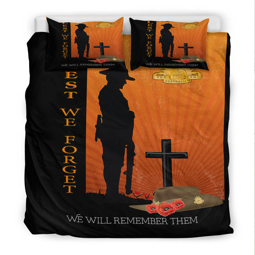 VibeHoodie Bedding Set - ANZAC Day Lest We Forget Soldier Standing Guard Bedding Set LT10 - Vibe Hoodie Shop