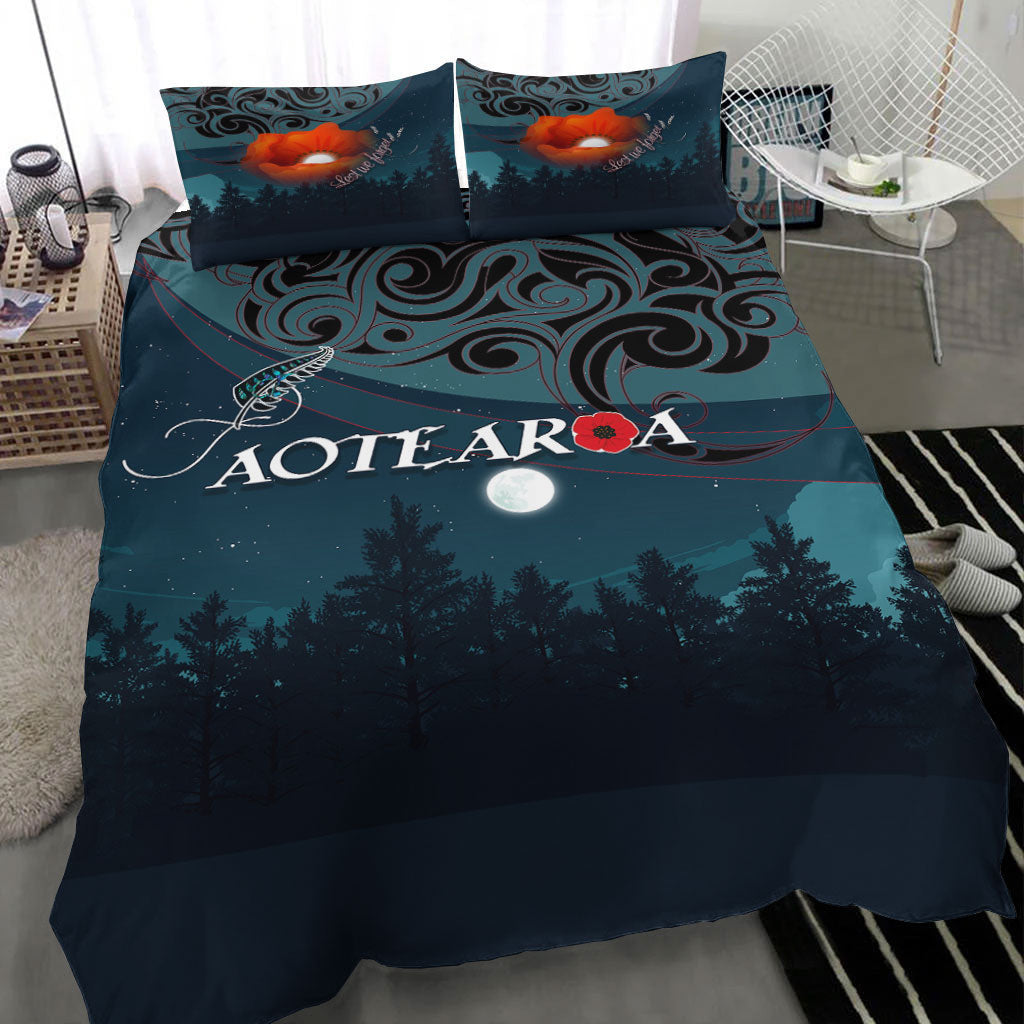 VibeHoodie Bedding Set - New Zealand Paua Silver Fern Poppy Bedding Set LT10 - Vibe Hoodie Shop