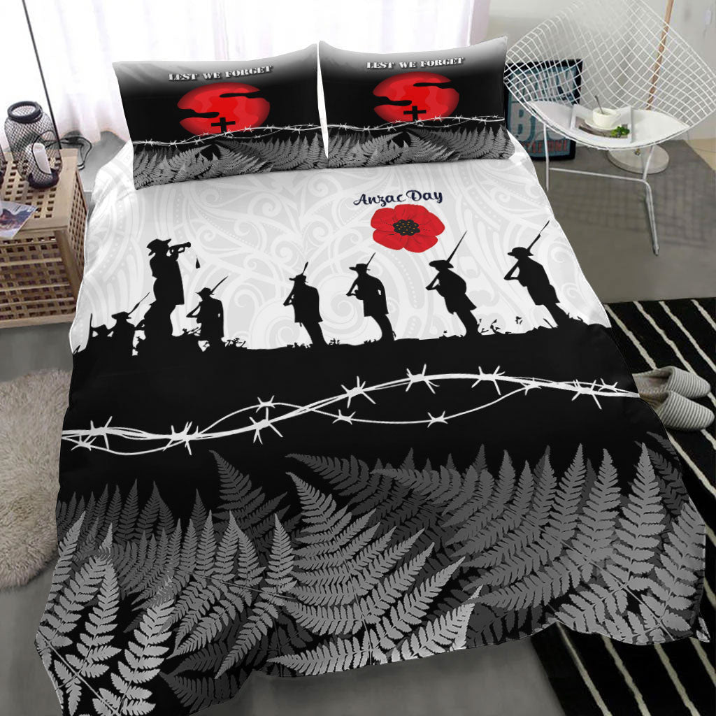 VibeHoodie Bedding Set - New Zealand ANZAC Day Silhouette Soldier Bedding Set LT10 - Vibe Hoodie Shop