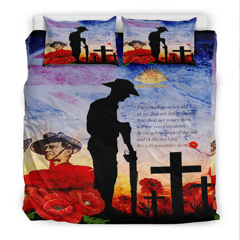 VibeHoodie Bedding Set - ANZAC Day Australia Soldier We Will Rememer Them Bedding Set LT10 - Vibe Hoodie Shop