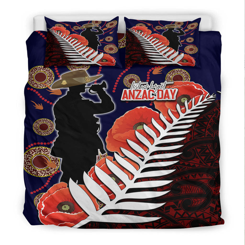 VibeHoodie Bedding Set - ANZAC Day Fern and Poppy Bedding Set LT10 - Vibe Hoodie Shop