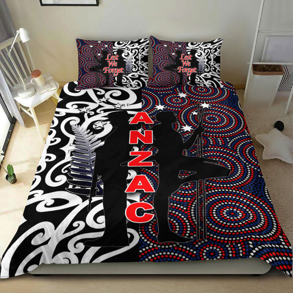 VibeHoodie Bedding Set - ANZAC Day Kangaroo Aboriginal and Kiwi Maori Bedding Set LT10 - Vibe Hoodie Shop