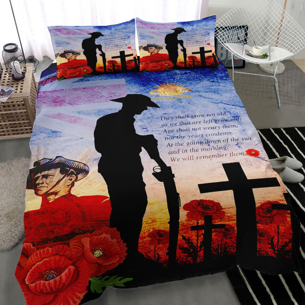 VibeHoodie Bedding Set - ANZAC Day Australia Soldier We Will Rememer Them Bedding Set LT10 - Vibe Hoodie Shop