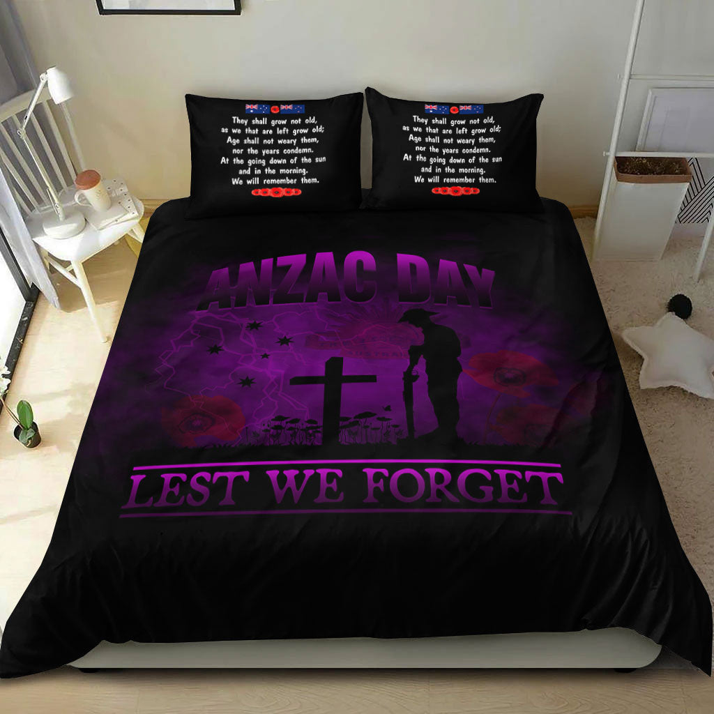 VibeHoodie Bedding Set - ANZAC Day Remember Australia and New Zealand Purple Bedding Set LT10 - Vibe Hoodie Shop