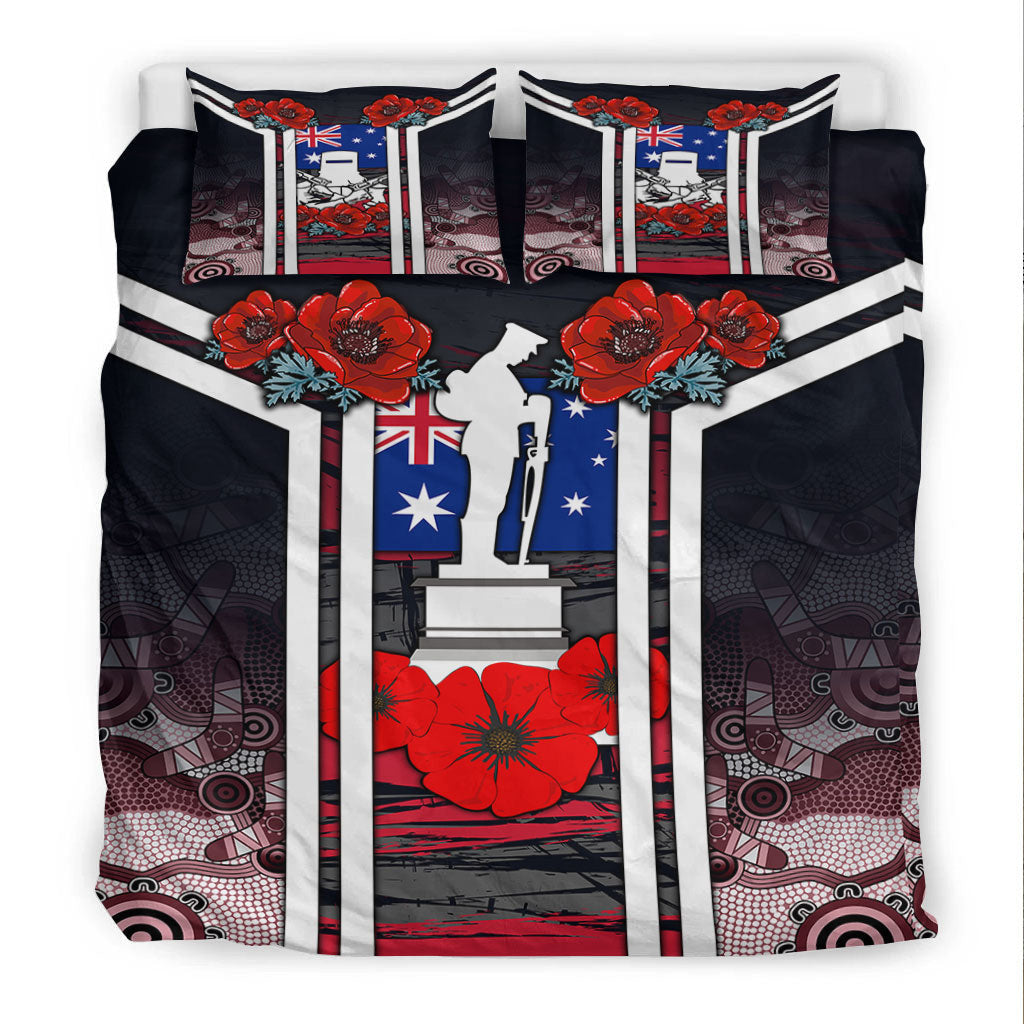 VibeHoodie Bedding Set - Australia ANZAC Day Poppy Aboriginal Pattern Bedding Set LT10 - Vibe Hoodie Shop