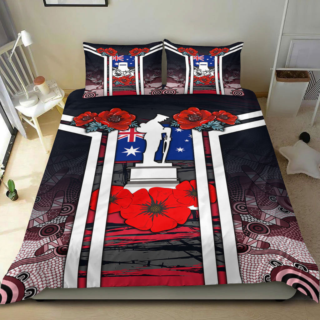 VibeHoodie Bedding Set - Australia ANZAC Day Poppy Aboriginal Pattern Bedding Set LT10 - Vibe Hoodie Shop