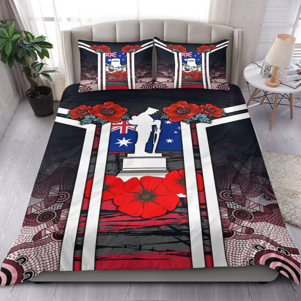 VibeHoodie Bedding Set - Australia ANZAC Day Poppy Aboriginal Pattern Bedding Set LT10 - Vibe Hoodie Shop