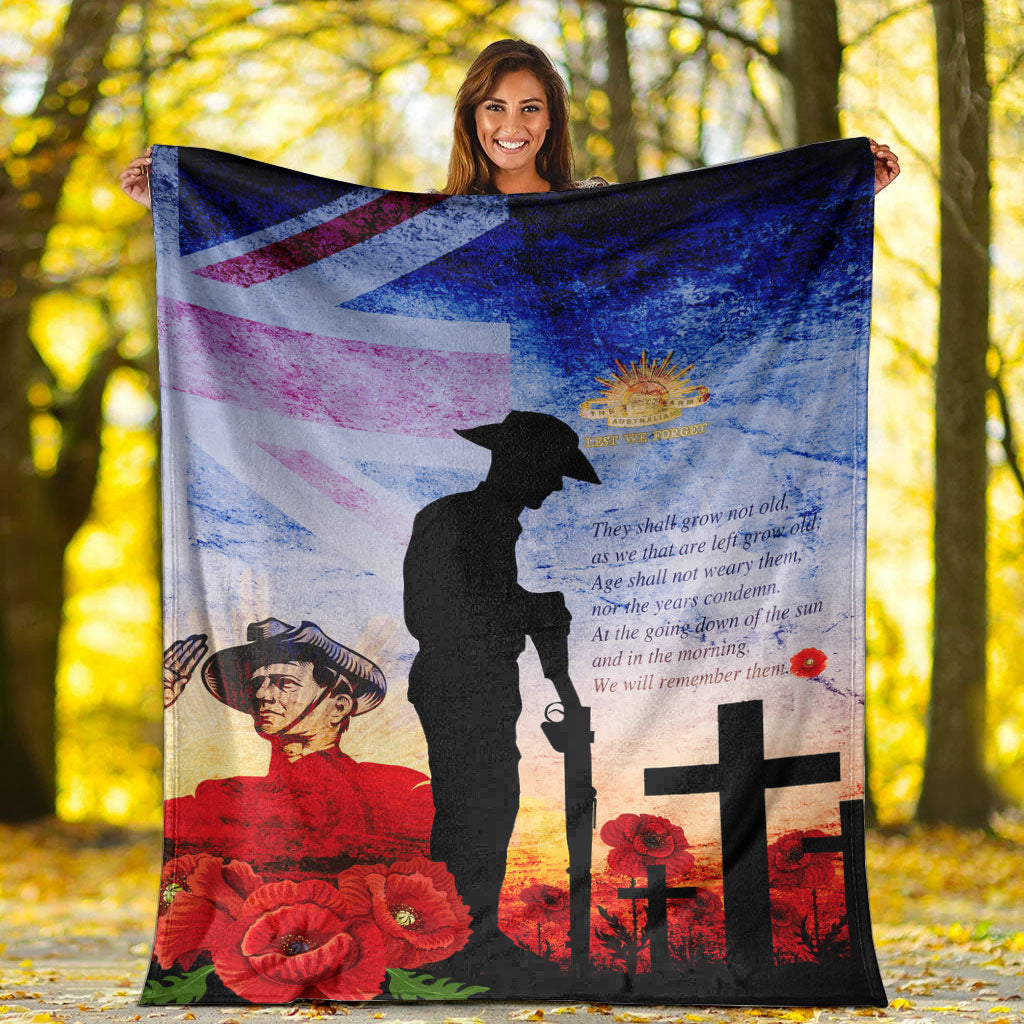 VibeHoodie Blanket - ANZAC Day Australia Soldier We Will Rememer Them Premium Blanket LT10 - Vibe Hoodie Shop