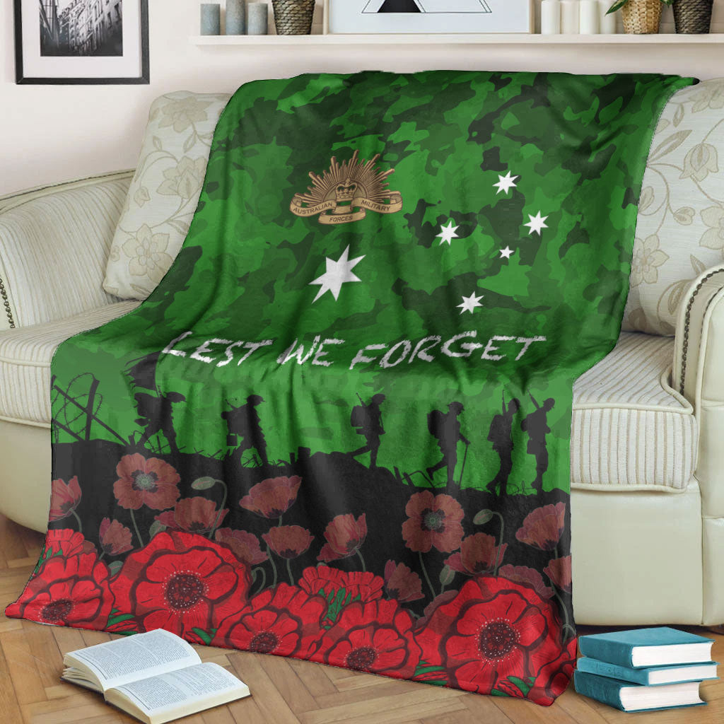 VibeHoodie Blanket - Australia ANZAC Day Camouflage and Poppy Premium Blanket LT10 - Vibe Hoodie Shop