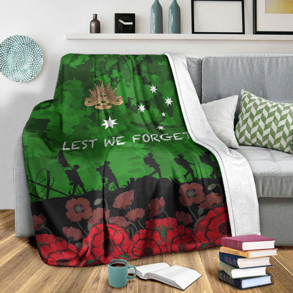 VibeHoodie Blanket - Australia ANZAC Day Camouflage and Poppy Premium Blanket LT10 - Vibe Hoodie Shop