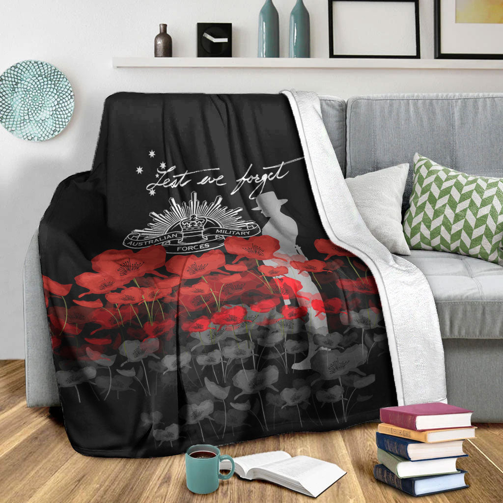 VibeHoodie Blanket - Australian Military Forces ANZAC Day Lest We Forget Premium Blanket LT10 - Vibe Hoodie Shop