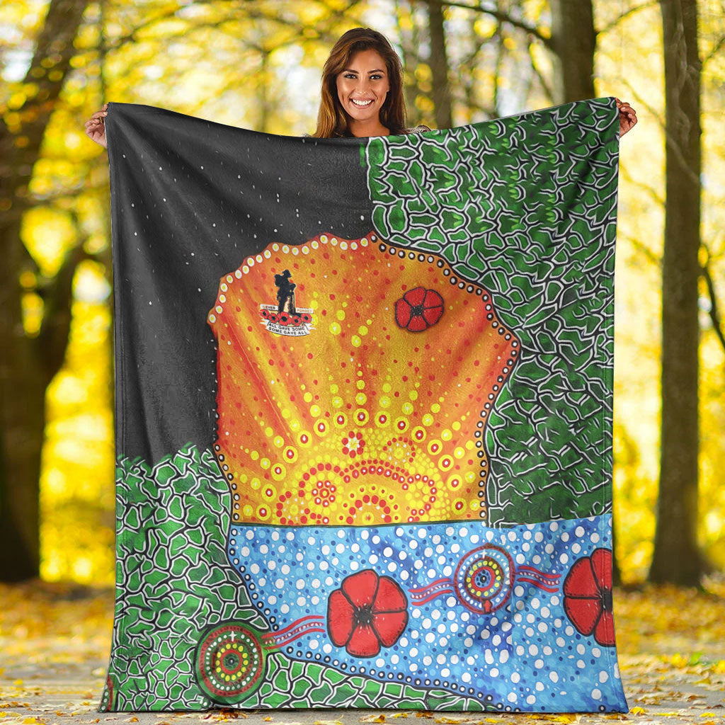 VibeHoodie Blanket - Aboriginal Australian ANZAC Day Lest We Forget Poppy Premium Blanket LT10 - Vibe Hoodie Shop