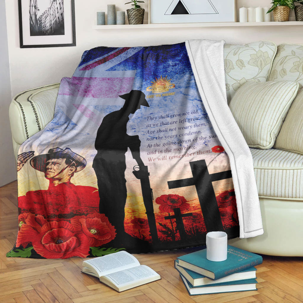 VibeHoodie Blanket - ANZAC Day Australia Soldier We Will Rememer Them Premium Blanket LT10 - Vibe Hoodie Shop