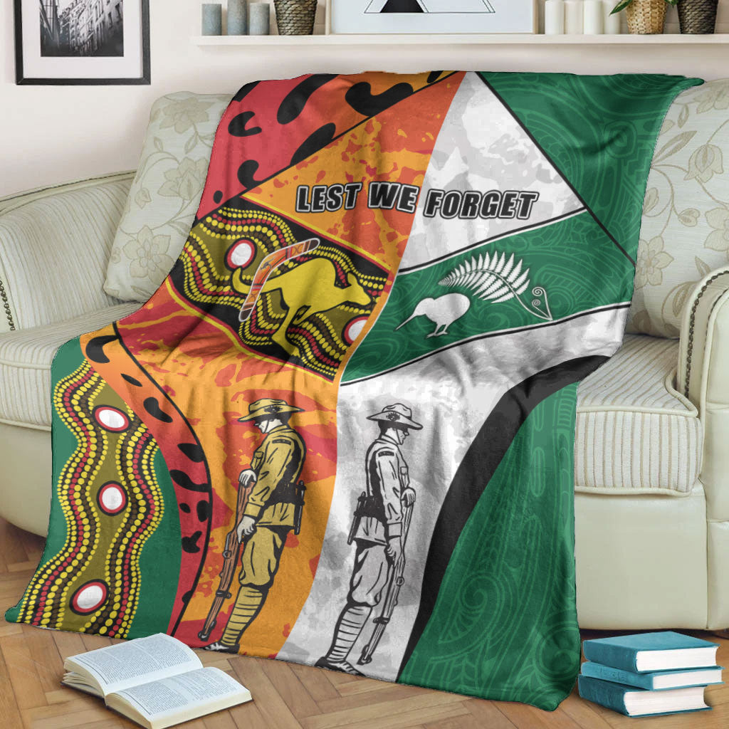 VibeHoodie Blanket - ANZAC Day Australia - New Zealand Mix Premium Blanket LT10 - Vibe Hoodie Shop