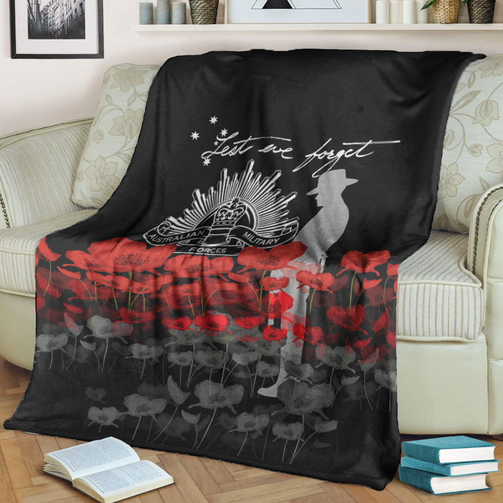 VibeHoodie Blanket - Australian Military Forces ANZAC Day Lest We Forget Premium Blanket LT10 - Vibe Hoodie Shop