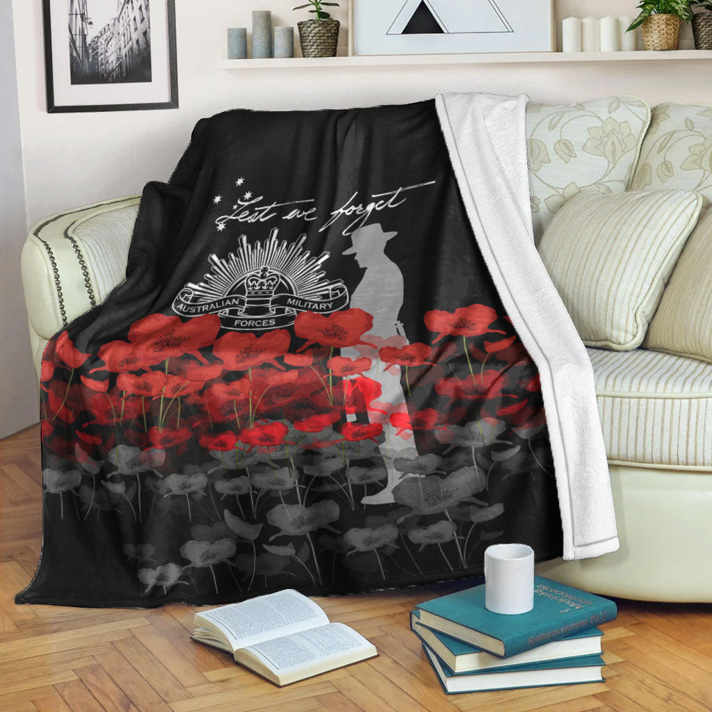 VibeHoodie Blanket - Australian Military Forces ANZAC Day Lest We Forget Premium Blanket LT10 - Vibe Hoodie Shop