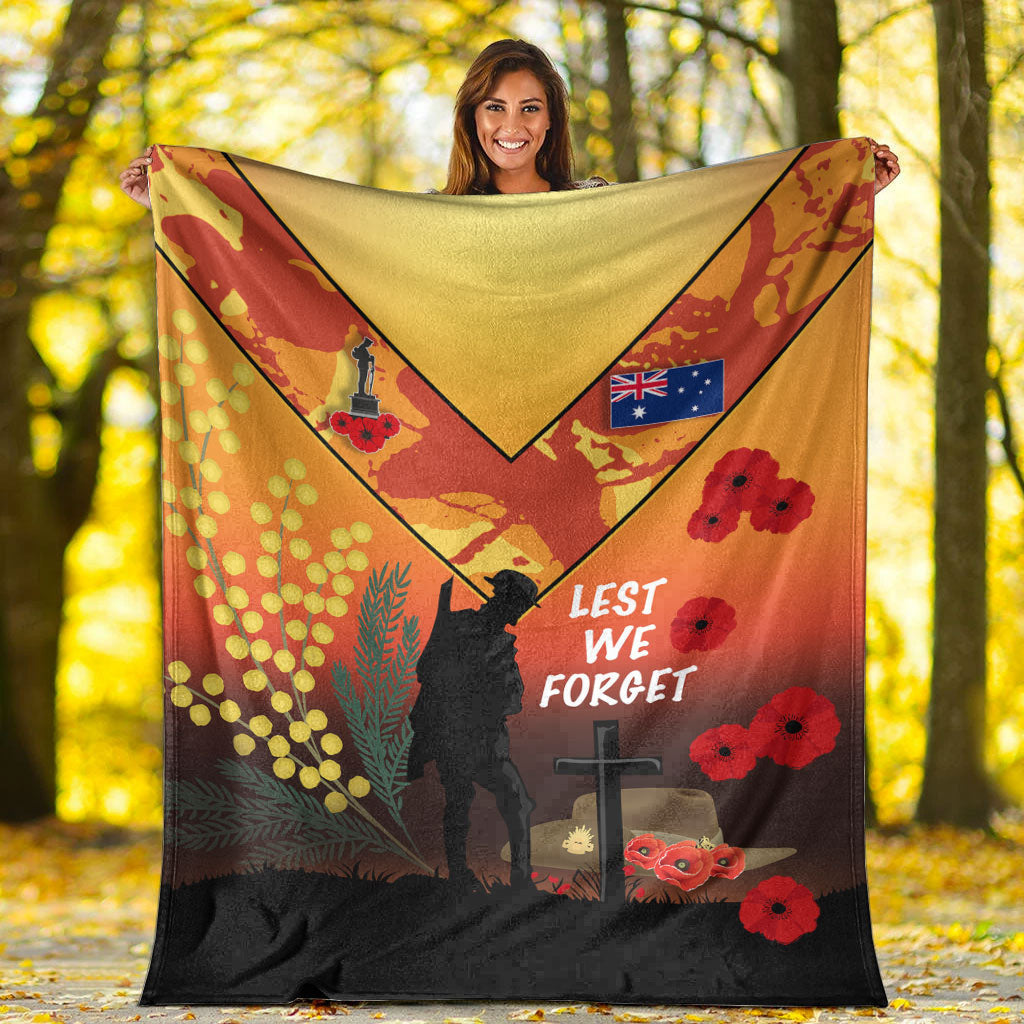 VibeHoodie Blanket - Australia ANZAC Lest We Forget 2022 - Orange Premium Blanket LT10 - Vibe Hoodie Shop