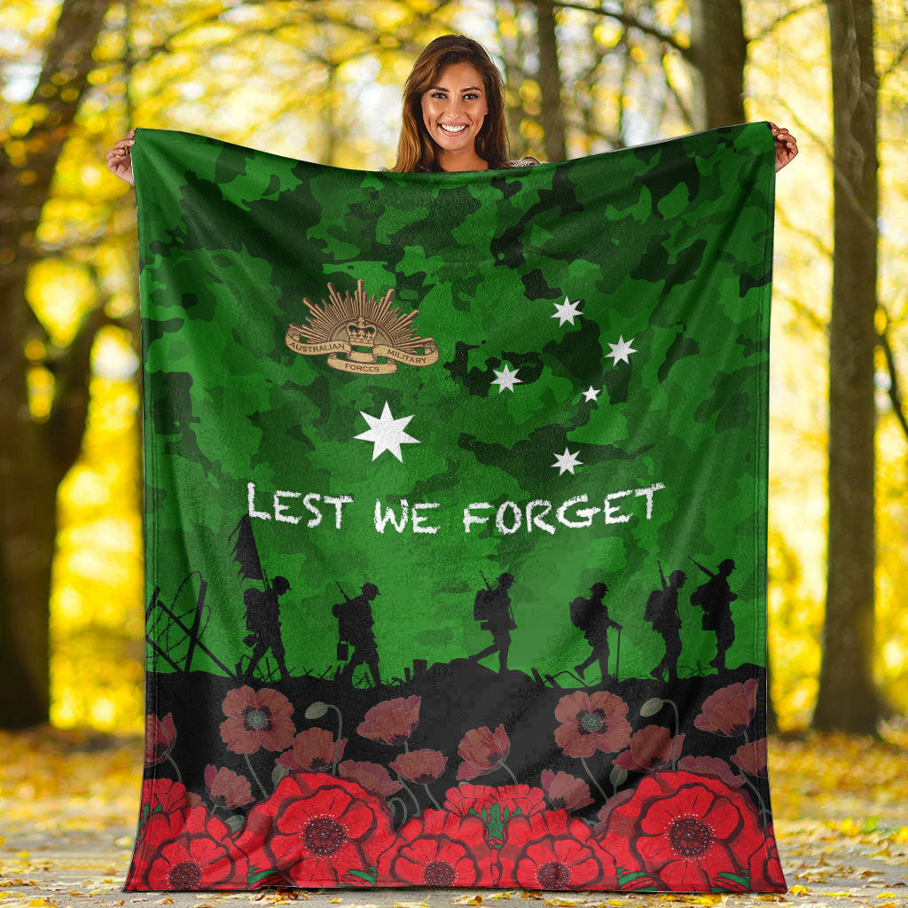 VibeHoodie Blanket - Australia ANZAC Day Camouflage and Poppy Premium Blanket LT10 - Vibe Hoodie Shop