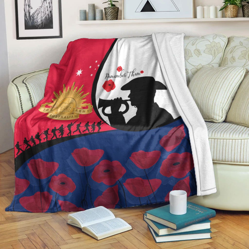 VibeHoodie Blanket - Australia ANZAC Day Soldier Blowing Trumpet Premium Blanket LT10 - Vibe Hoodie Shop