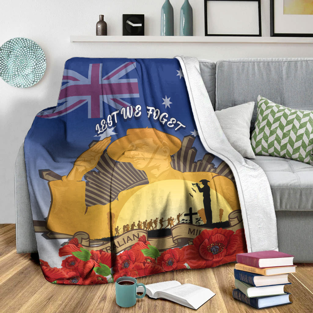 VibeHoodie Blanket - (Custom) Australia ANZAC Day Soldier Salute Premium Blanket LT10 - Vibe Hoodie Shop