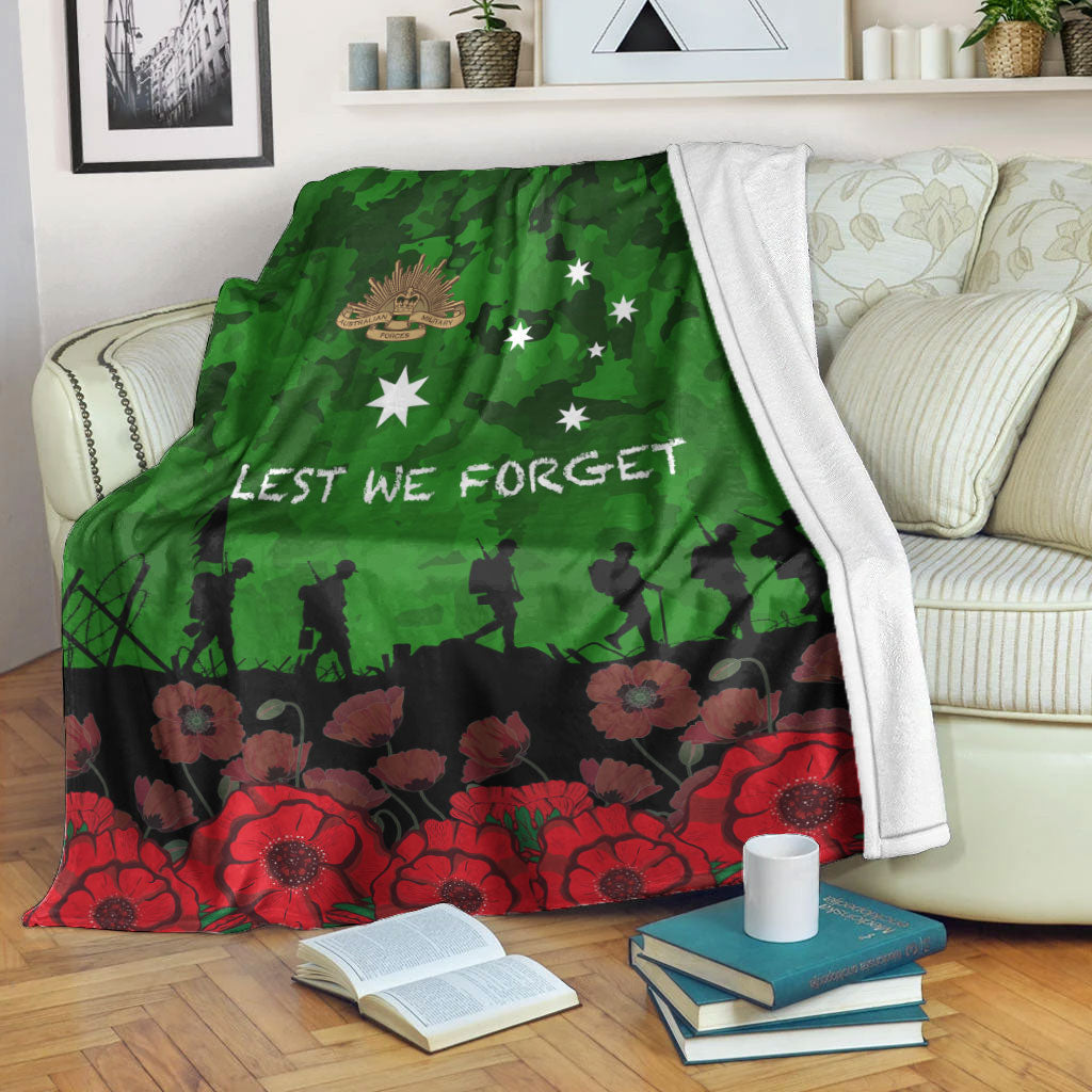 VibeHoodie Blanket - Australia ANZAC Day Camouflage and Poppy Premium Blanket LT10 - Vibe Hoodie Shop