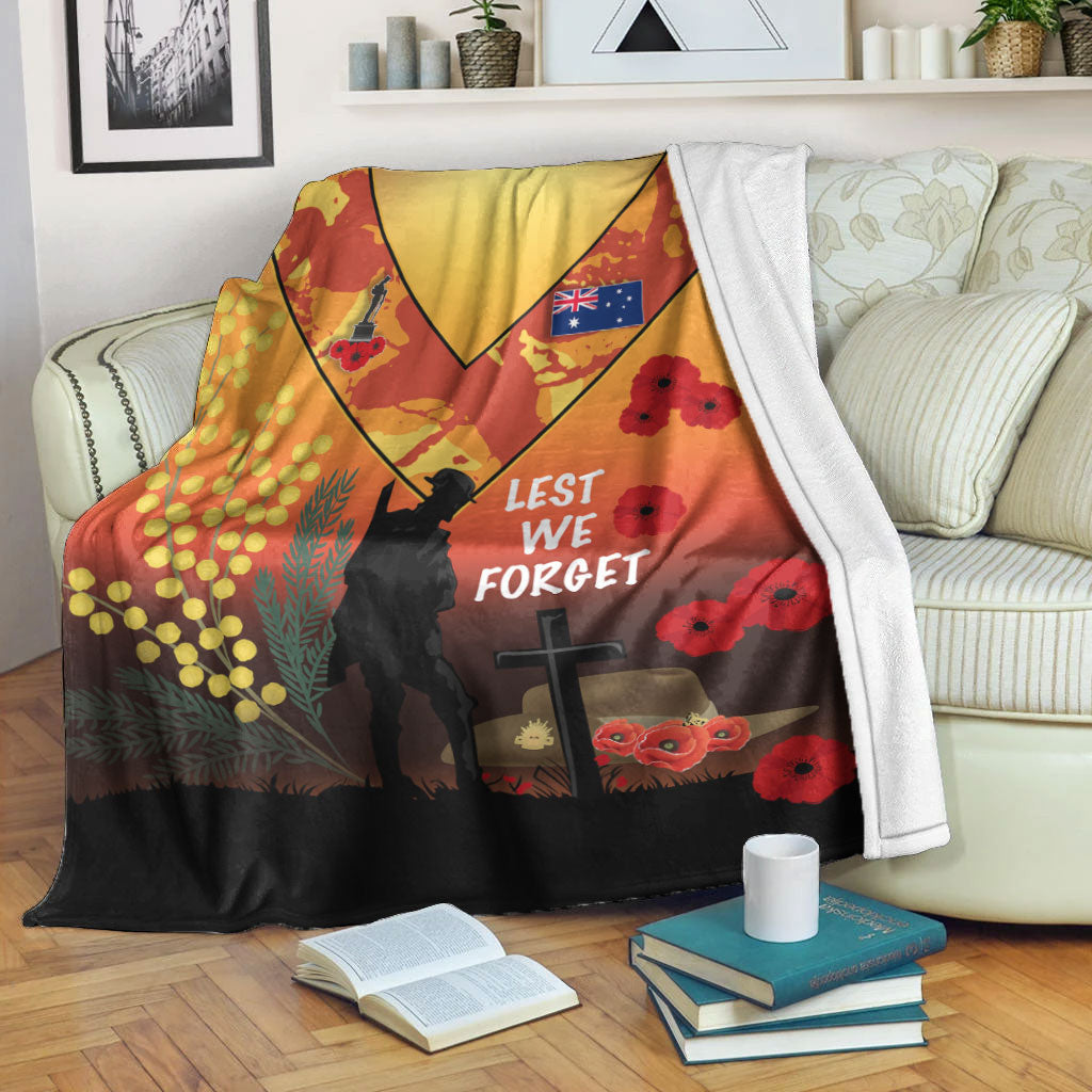 VibeHoodie Blanket - Australia ANZAC Lest We Forget 2022 - Orange Premium Blanket LT10 - Vibe Hoodie Shop