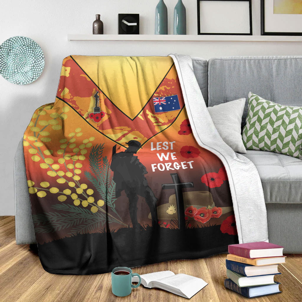 VibeHoodie Blanket - Australia ANZAC Lest We Forget 2022 - Orange Premium Blanket LT10 - Vibe Hoodie Shop