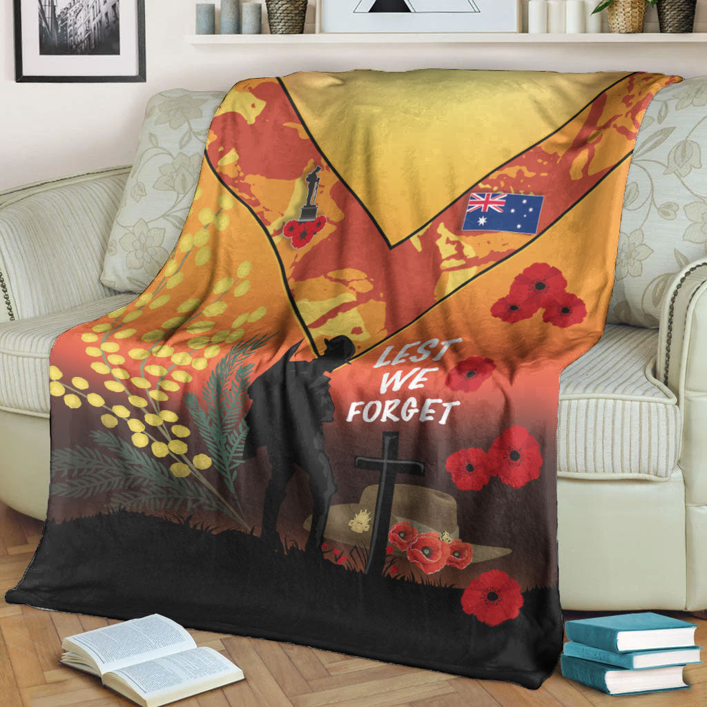 VibeHoodie Blanket - Australia ANZAC Lest We Forget 2022 - Orange Premium Blanket LT10 - Vibe Hoodie Shop